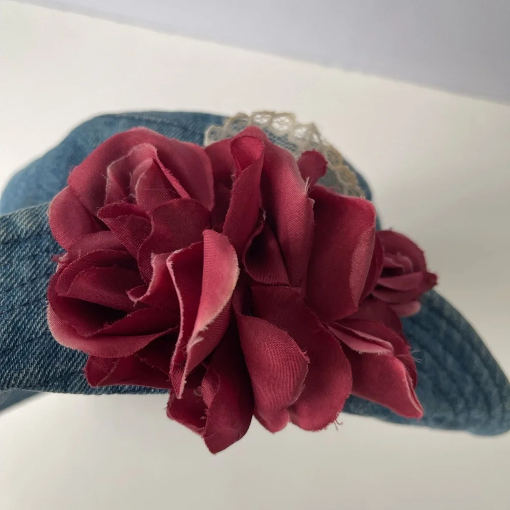 90s Blossom Bucket Hat in Denim Lace - Picture 8 of 10